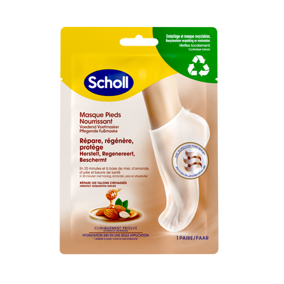 Masque Pieds Nourrissant et Hydratant Miel et Amande pour Peaux Sèches Scholl