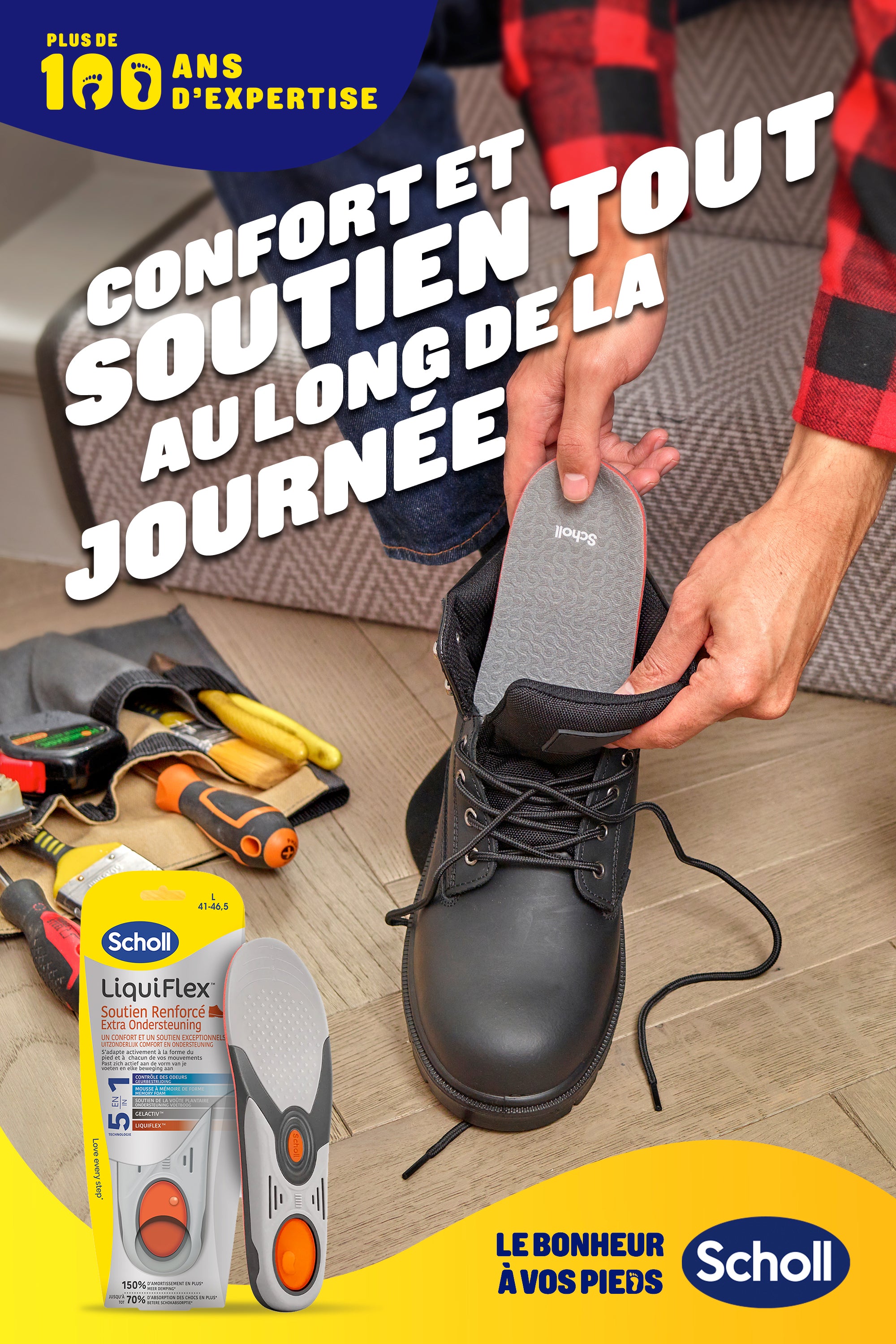 Semelles Scholl LiquiFlex Soutien Renforce Hommes Pointure 41 46.5