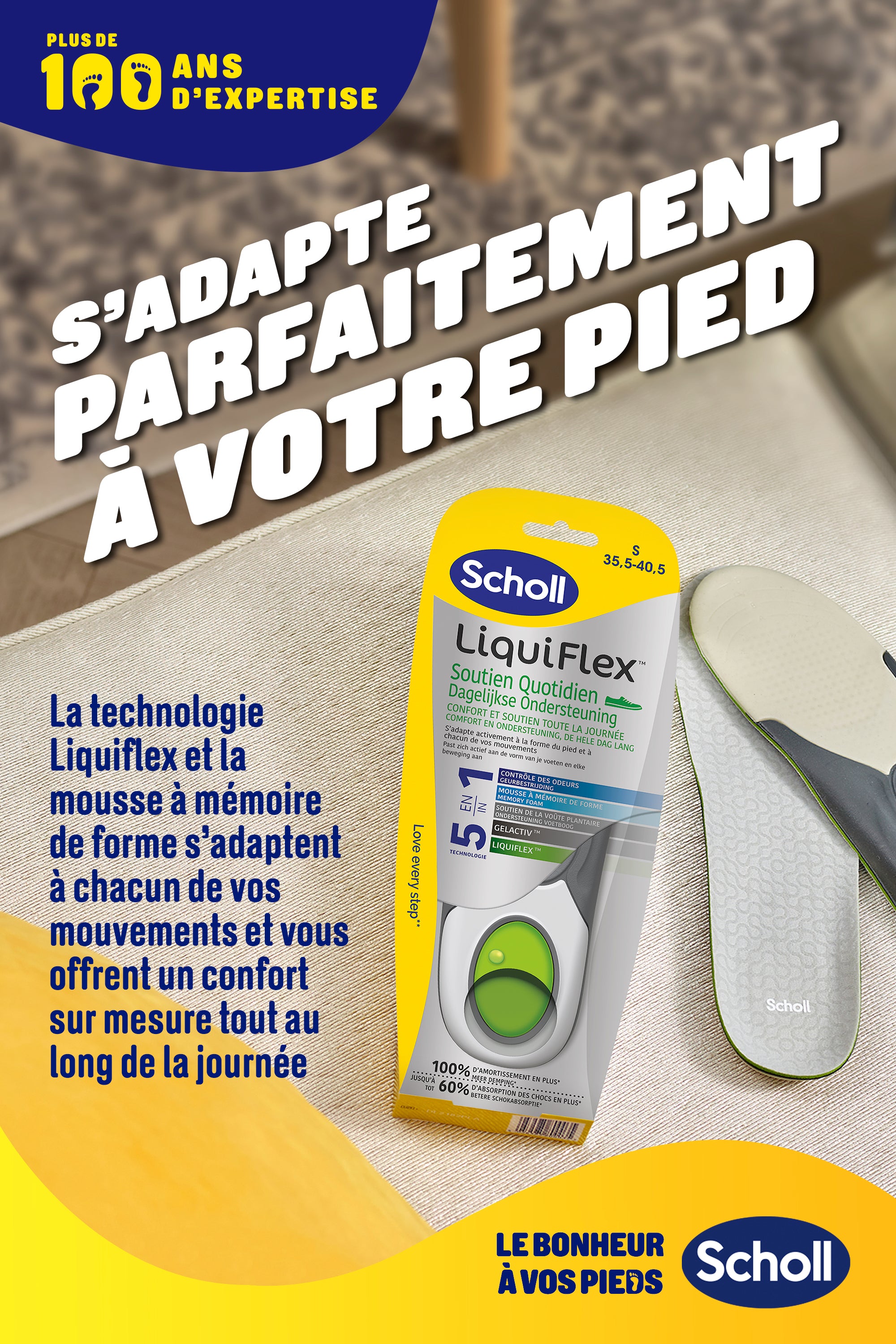 Semelles Scholl LiquiFlex Soutien Quotidien Femmes Pointure 35.5 40. Scholl France